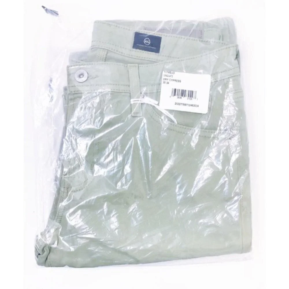 AG Adriano Goldschmied Mens Green SUD Slim Straight Leg Pants Sz 30 x 34 New